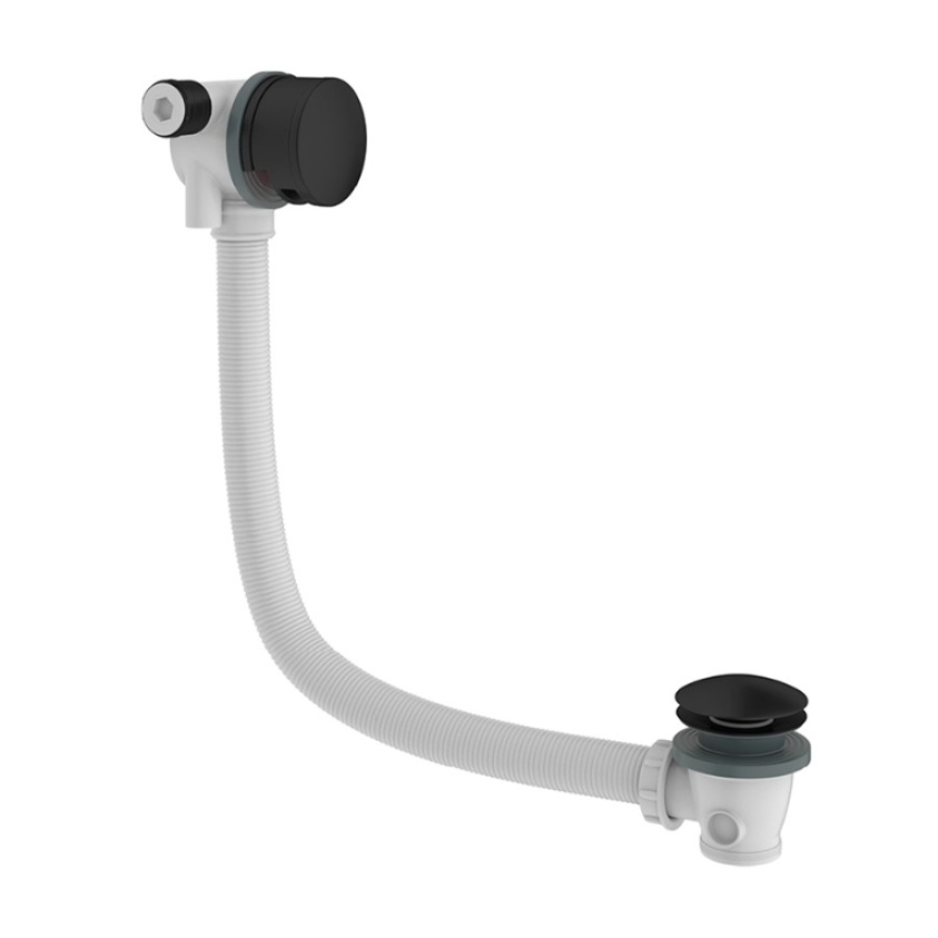 Product Cut out image of the Crosswater MPRO Matt Black Bath Filler with Click-Clack Waste